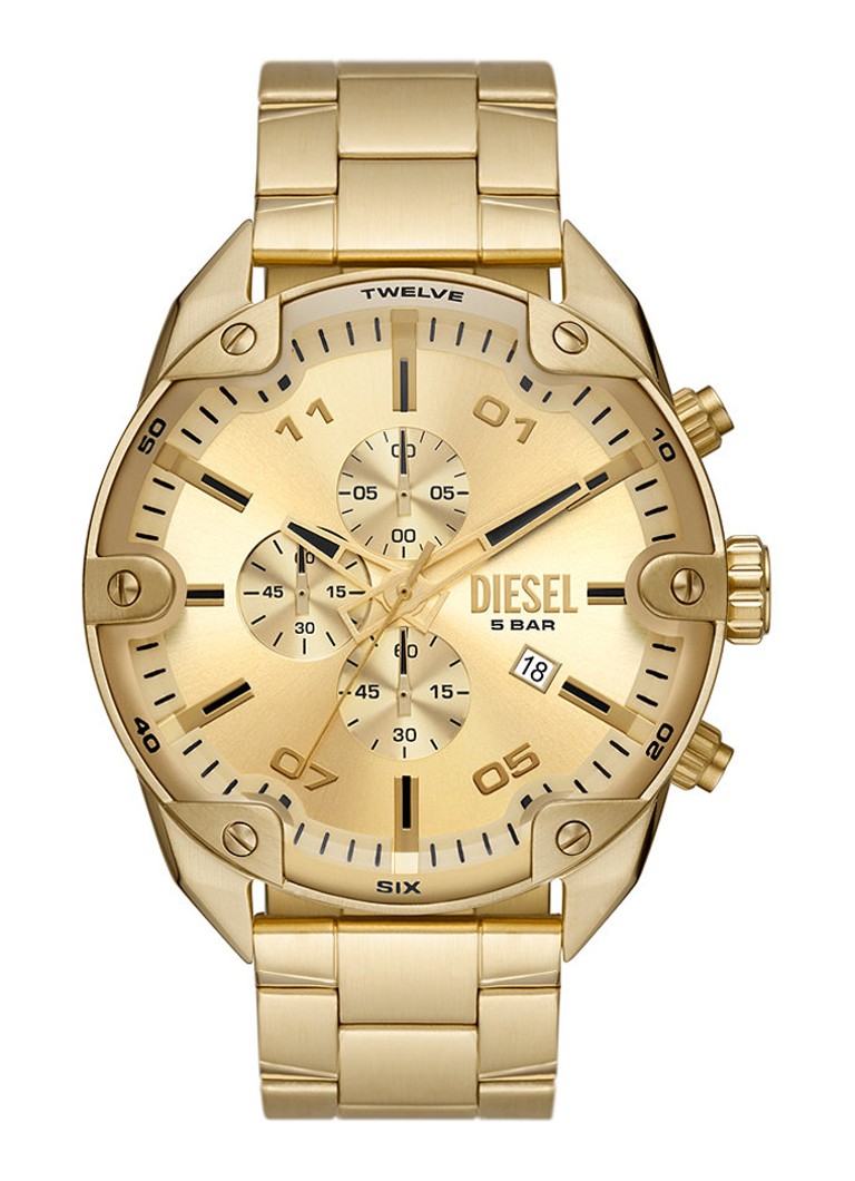 Diesel Heren Spiked horloge DZ4608 in de kleur Goud