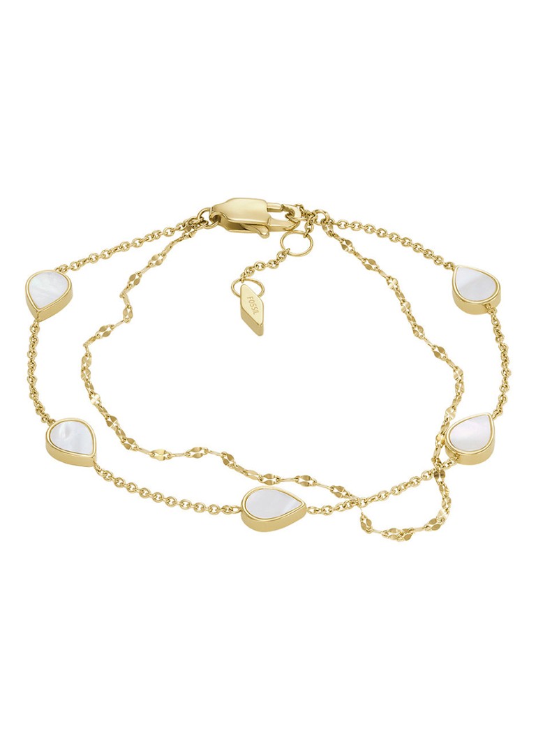 Fossil Dames Schakelarmband met parelmoer JF04317710 in de kleur Goud