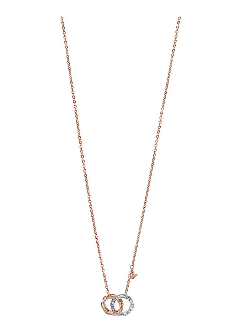 Armani Dames Sentimental ketting met kristal EGS3004221 in de kleur Roségoud