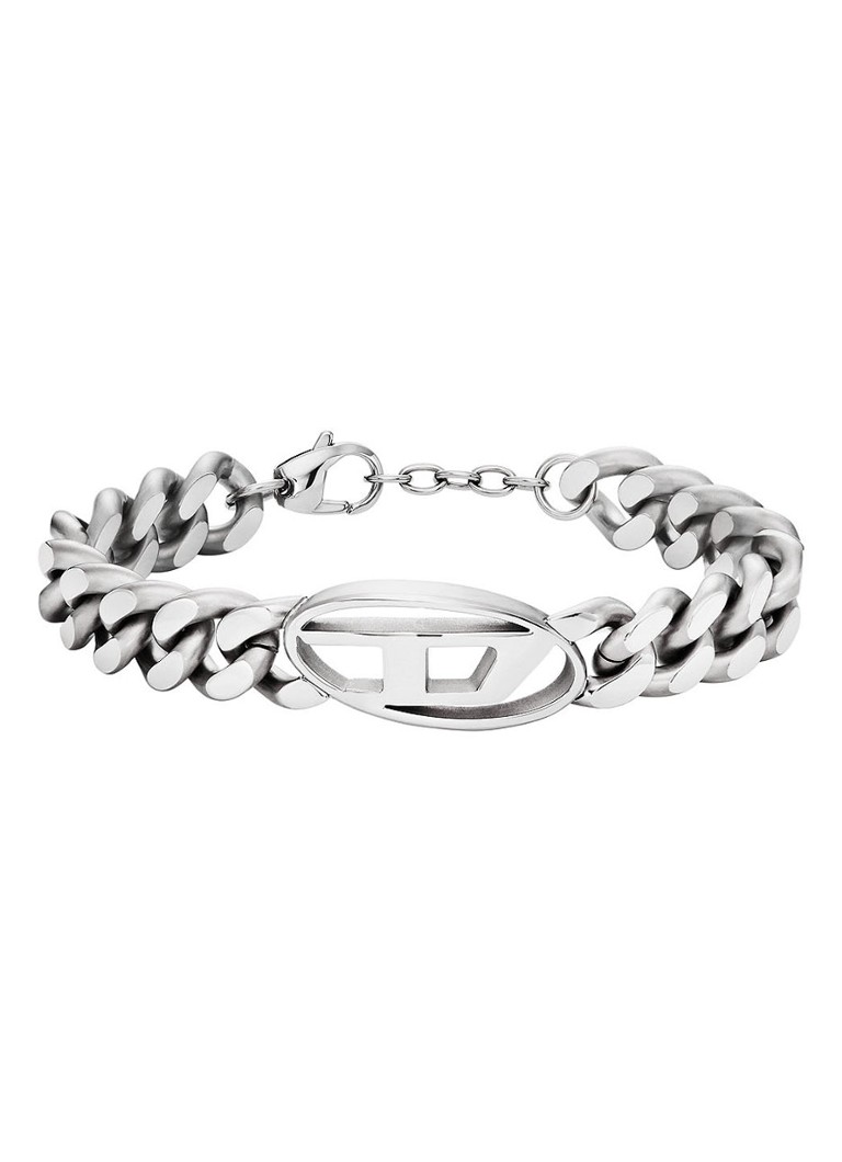 Diesel Heren Schakelarmband met logo DX1432040 in de kleur Zilver