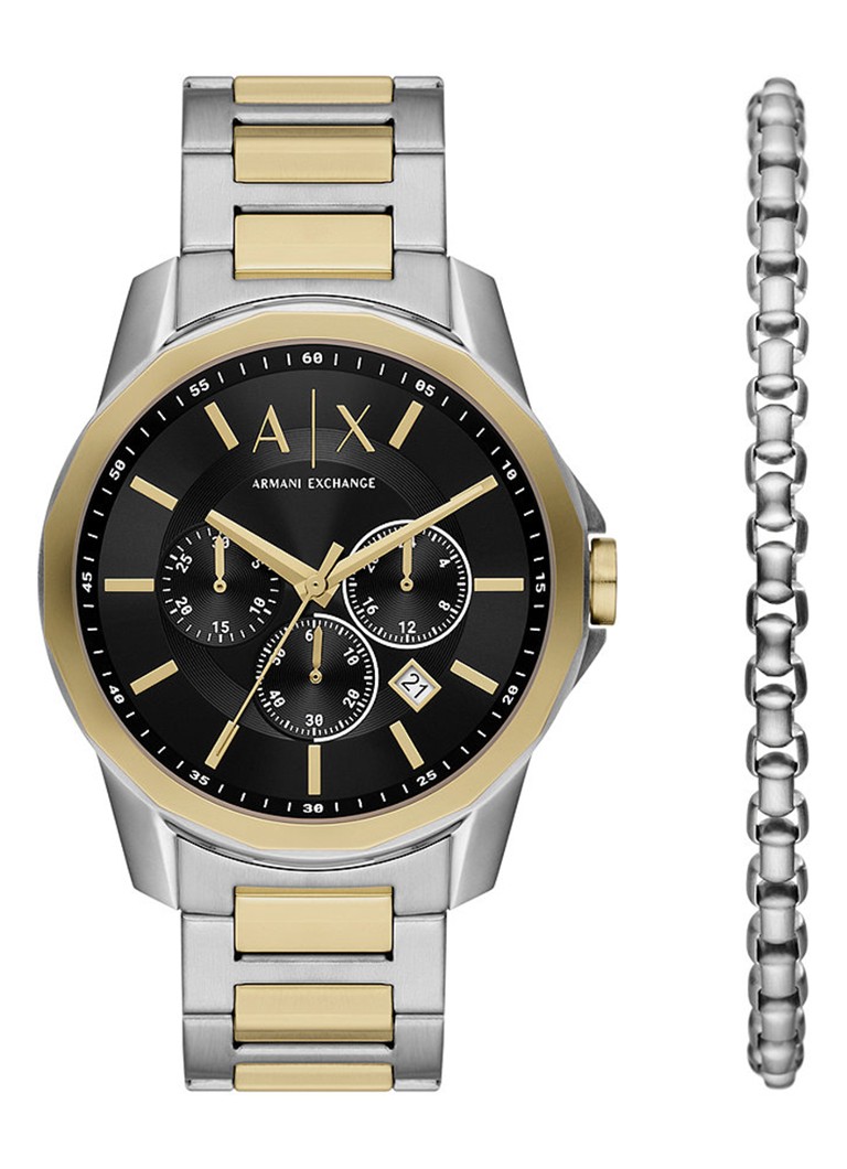 Armani Heren Horloge en schakelarmband giftset AX7148SET in de kleur Zilver