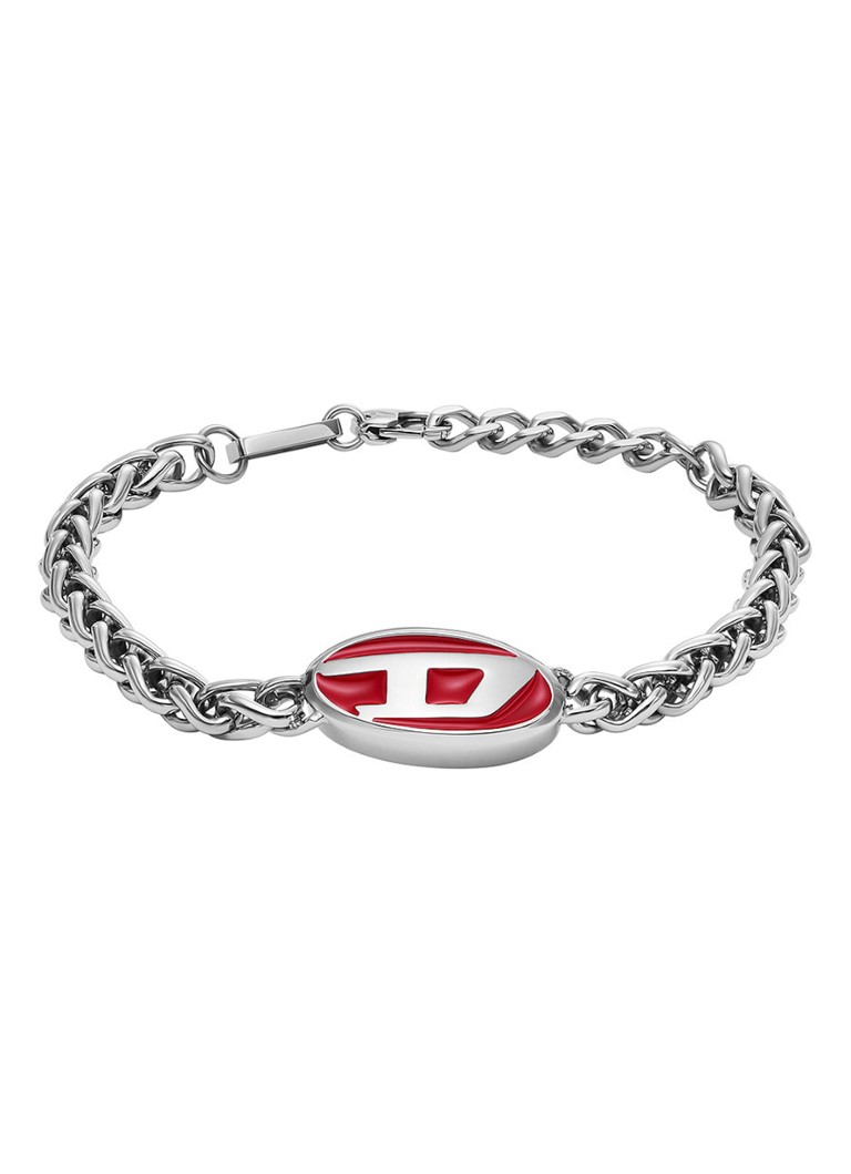 Diesel Dames Schakelarmband met logo DX1445040 in de kleur Zilver