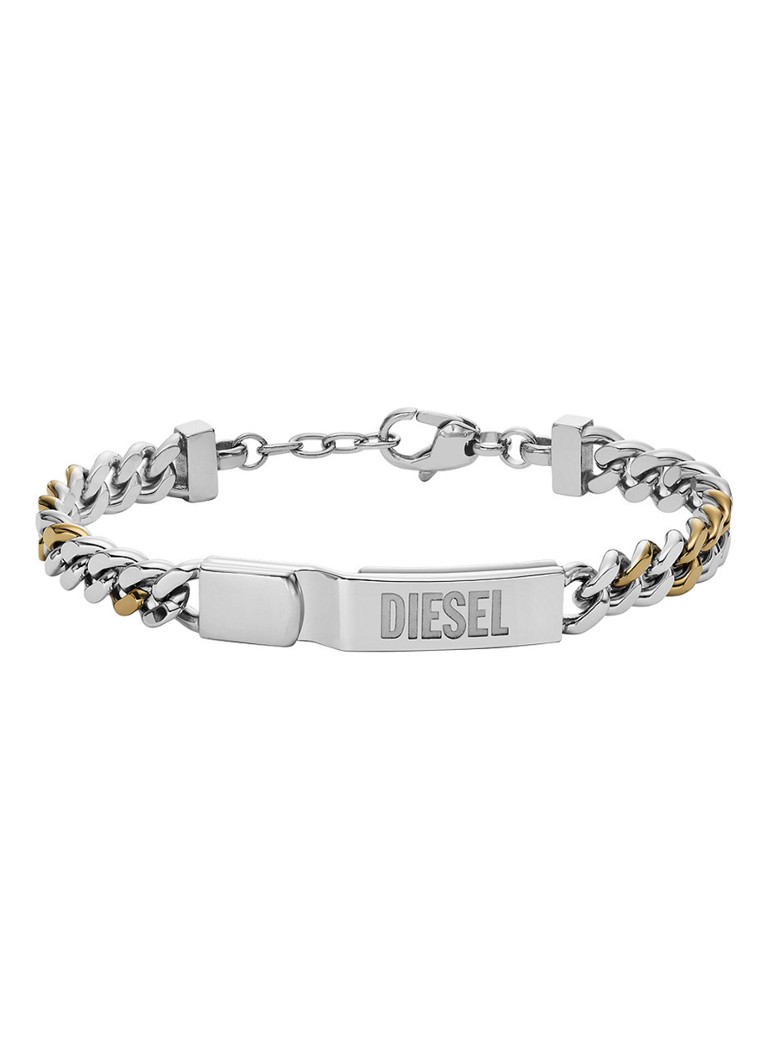 Diesel Heren Schakelarmband met logo DX1457931 in de kleur Zilver