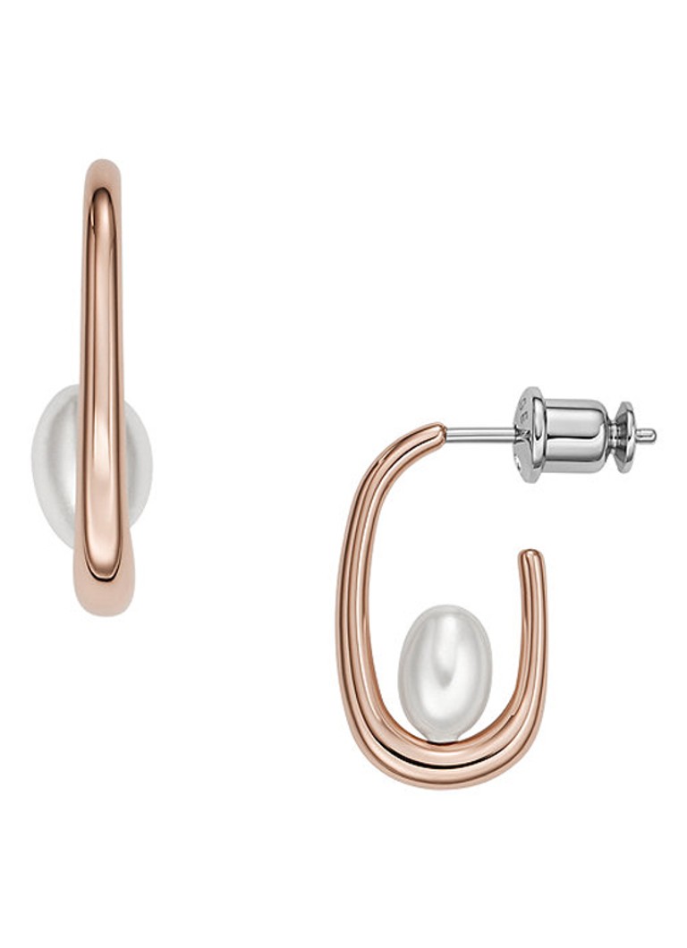 Skagen Dames Agnethe oorhangers met parel SKJ1747791 in de kleur Roségoud