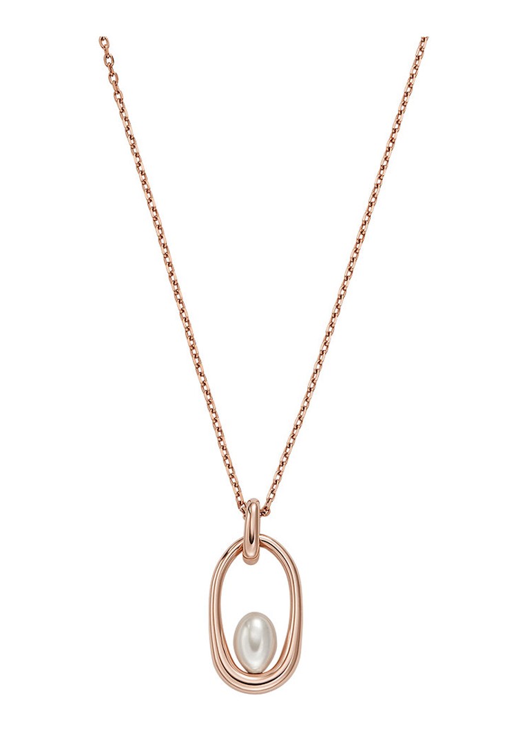 Skagen Dames Agnethe ketting met parel SKJ1749791 in de kleur Roségoud