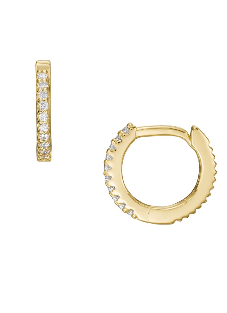 Fossil Dames Oorringen van zilver met zirkonia JFS00630710 in de kleur Goud
