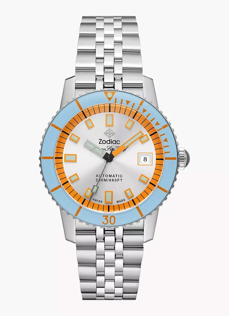 Zodiac Heren Super Sea Wolf Compression Diver Automatic horloge ZO9304 in de kleur Zilver