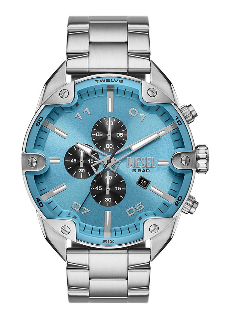 Diesel Heren Spiked horloge DZ4655 in de kleur Zilver