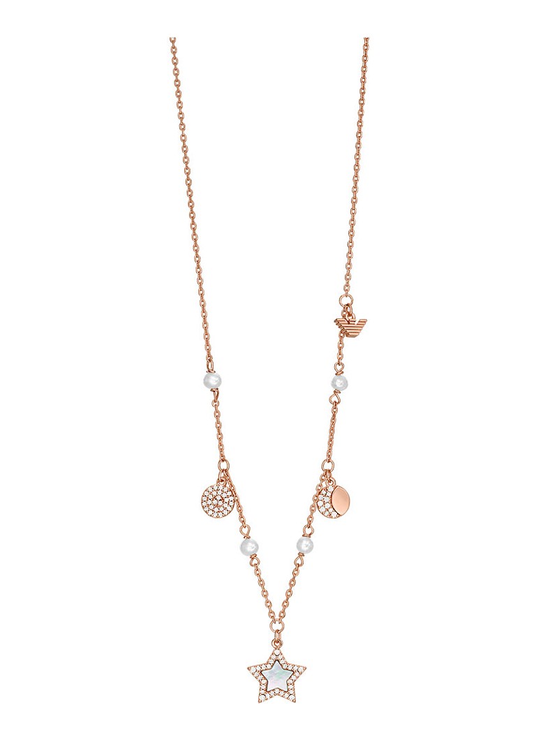 Armani Dames Sentimental ketting met zirkonia EGS3106221 in de kleur Roségoud