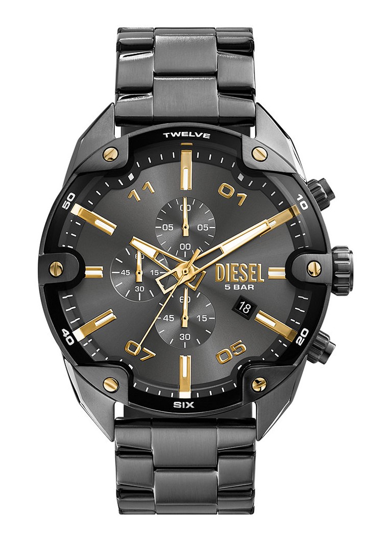 Diesel Heren Spiked horloge DZ4669 in de kleur Antraciet