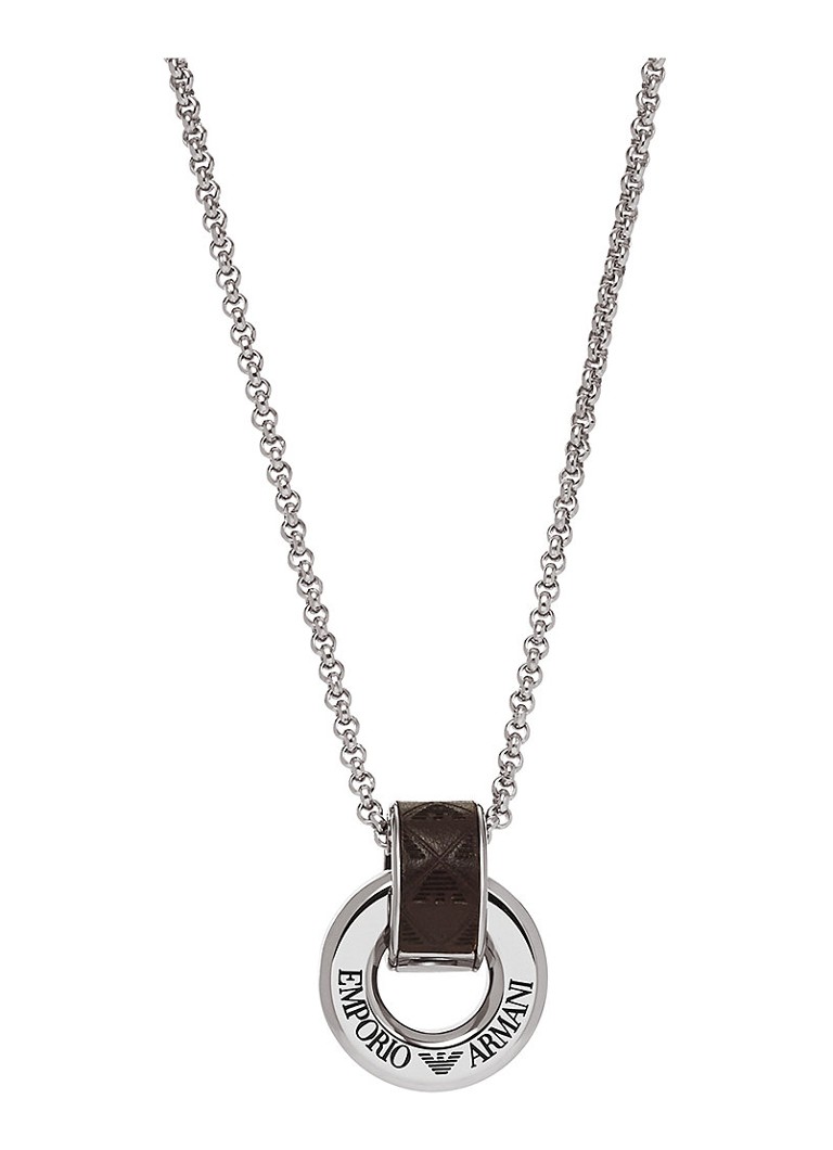 Armani Heren Eagle ketting EGS3134040 in de kleur Zilver