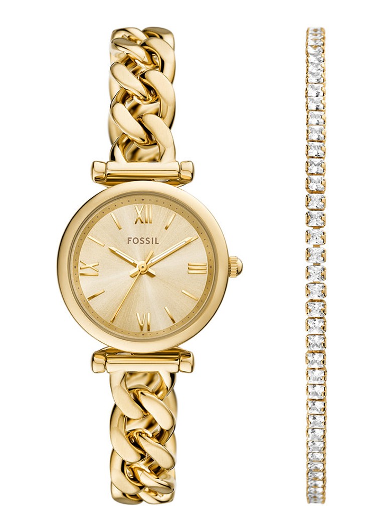 Fossil Dames Carlie horloge en armband set van 2 ES5387SET in de kleur Goud