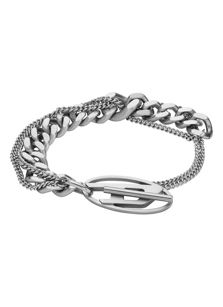 Diesel Dames Schakelarmband met logo DX1550040 in de kleur Zilver