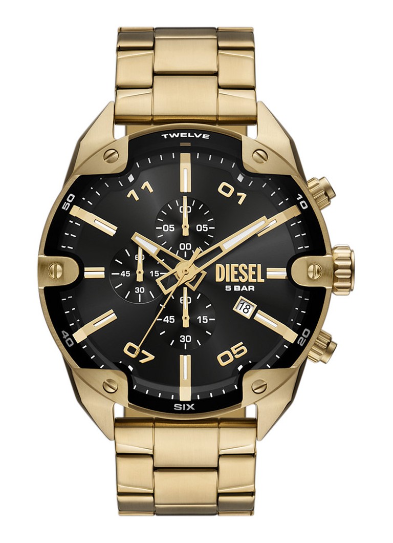 Diesel Heren Spiked horloge DZ4678 in de kleur Goud