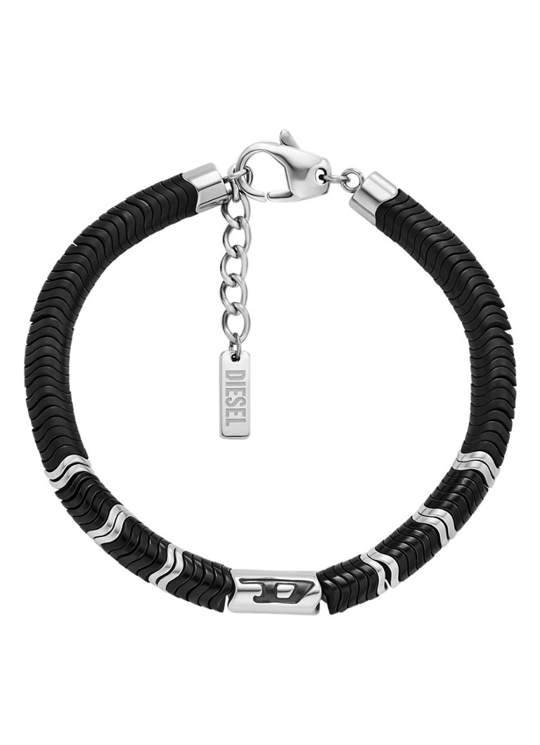 Diesel Dames Kralenarmband met logo DX1574931 in de kleur Zilver
