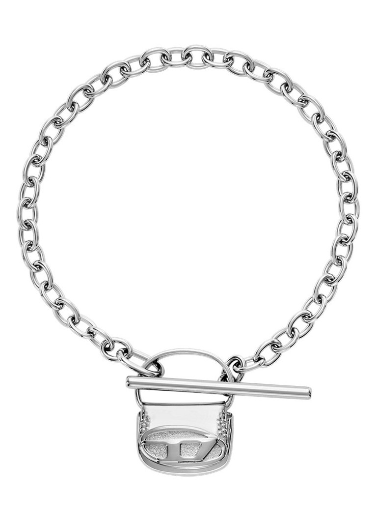 Diesel Dames Schakelarmband met logo DX1592040 in de kleur Zilver