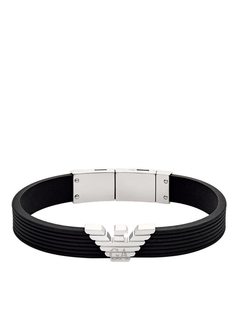 Armani Heren Armband met logo EGS3168040 in de kleur Zwart