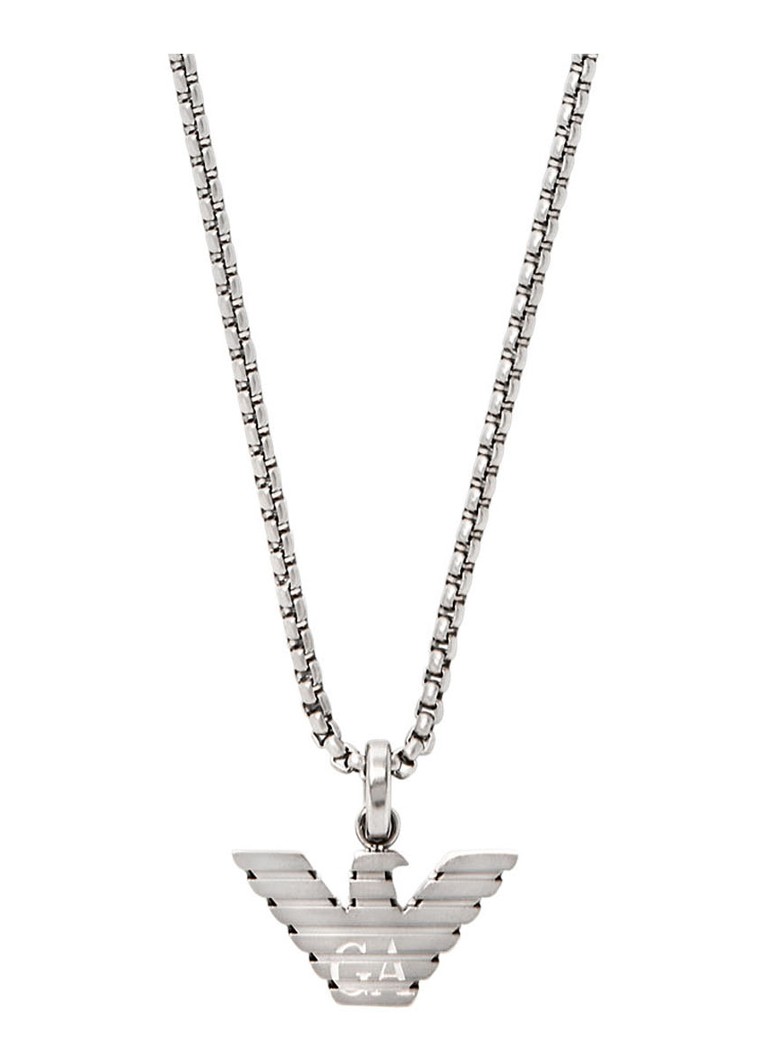 Armani Heren Ketting met logo EGS3169040 in de kleur Zilver