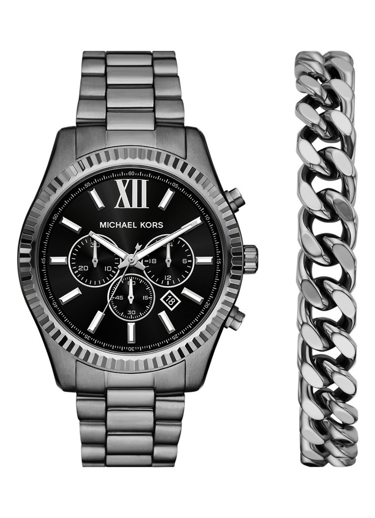 Michael Kors Heren Lexington horloge met armband in set van 2 MK9217SET in de kleur Zilver