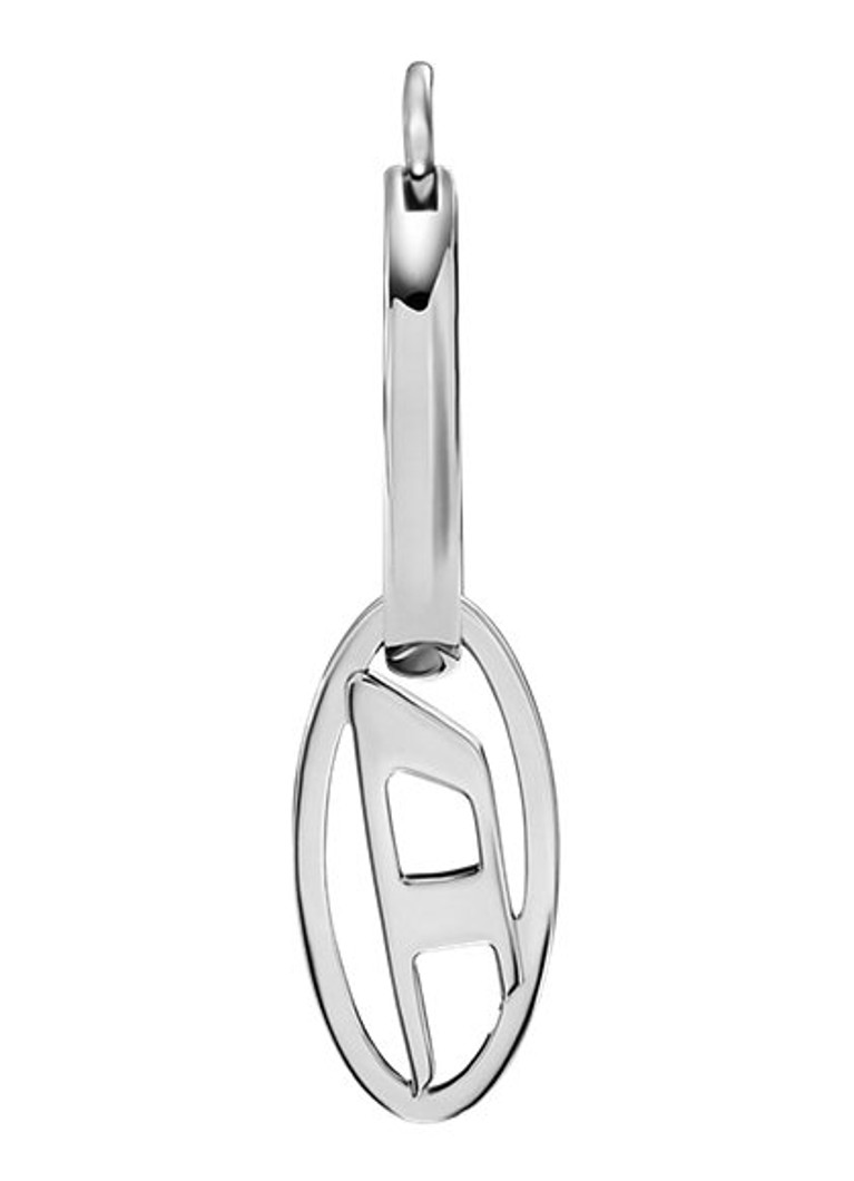 Diesel Dames Oval D enkele oorring met logo DX1601040 in de kleur Zilver