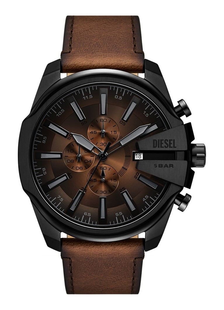 Diesel Heren Mega Chief Slim horloge DZ4692 in de kleur Zwart