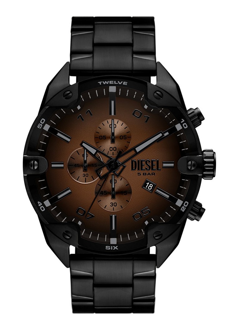 Diesel Heren Spiked horloge DZ4691 in de kleur Zwart
