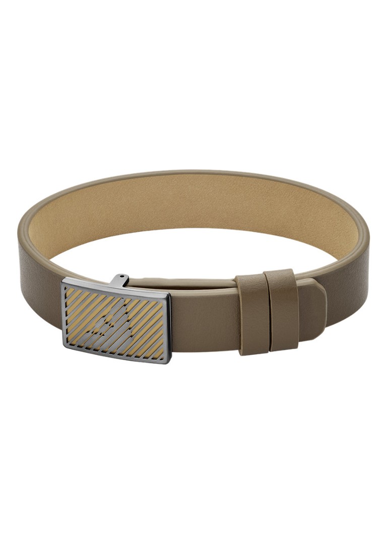 Armani Heren Armband van leer EGS3240060 in de kleur Bruin