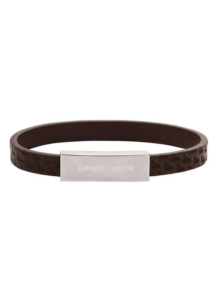 Armani Heren Armband van leer EGS3251040 in de kleur Bruin