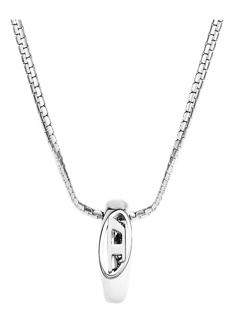 Diesel Heren Oval D Logo ketting DX1644040 in de kleur Zilver
