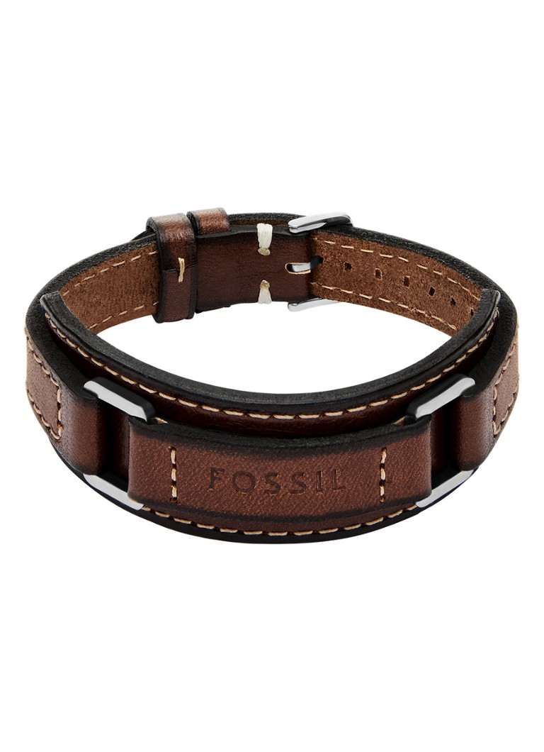 Fossil Heren Machine armband van leer JF04941040 in de kleur Bruin