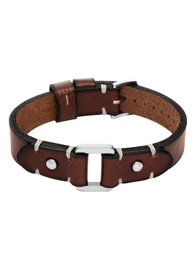 Fossil Heren Machine armband van leer JF04942040 in de kleur Bruin