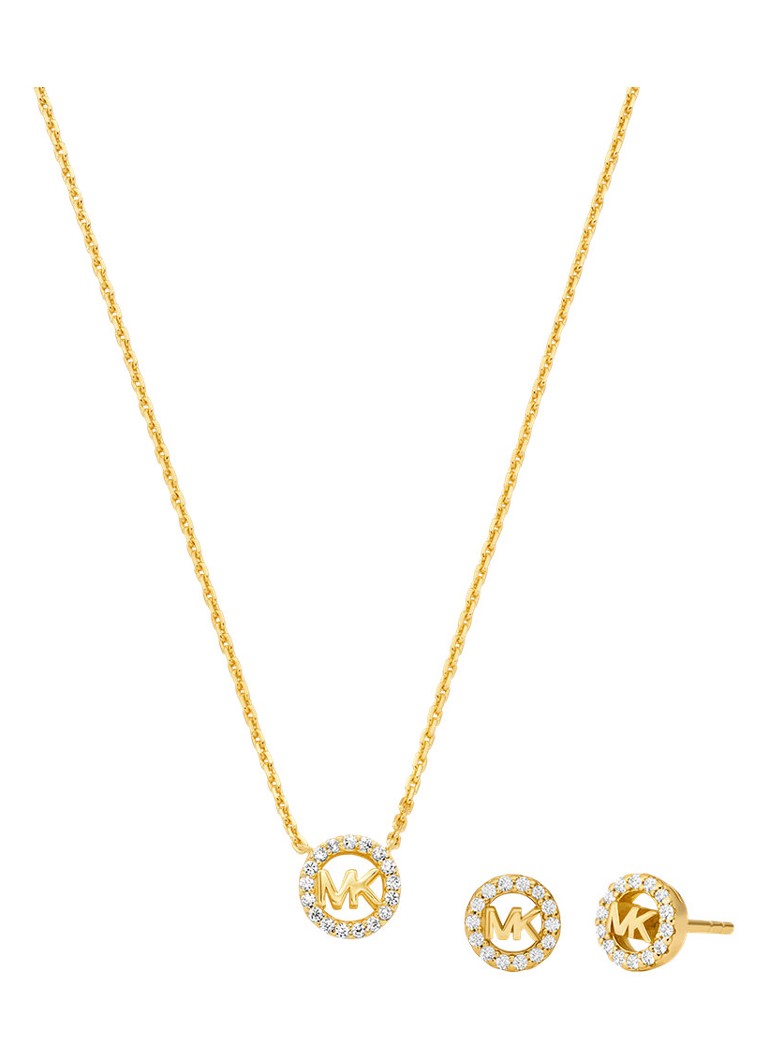 Michael Kors Dames Premium set van ketting en oorknopjes MKC1837SET in de kleur Goud