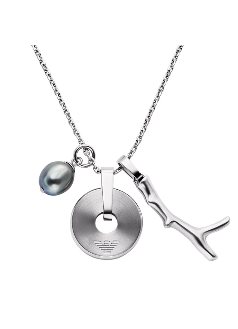 Armani Heren Ketting EGS3315040 in de kleur Zilver