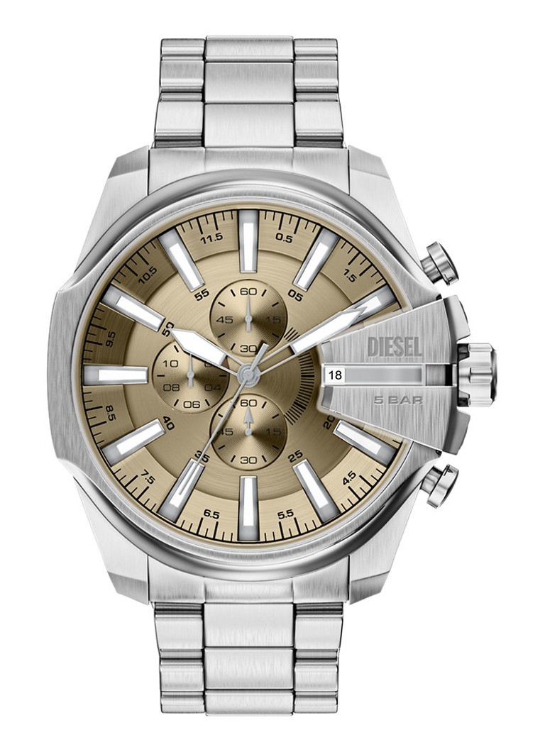 Diesel Heren Mega Chief Slim horloge DZ4702 in de kleur Zilver