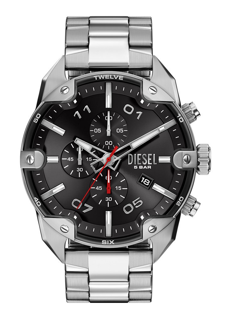 Diesel Heren Spiked horloge DZ4709 in de kleur Zilver