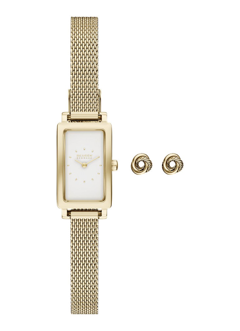 Skagen Dames Hagen Micro horloge en oorstekers set van 2 SKW1158SET in de kleur Goud