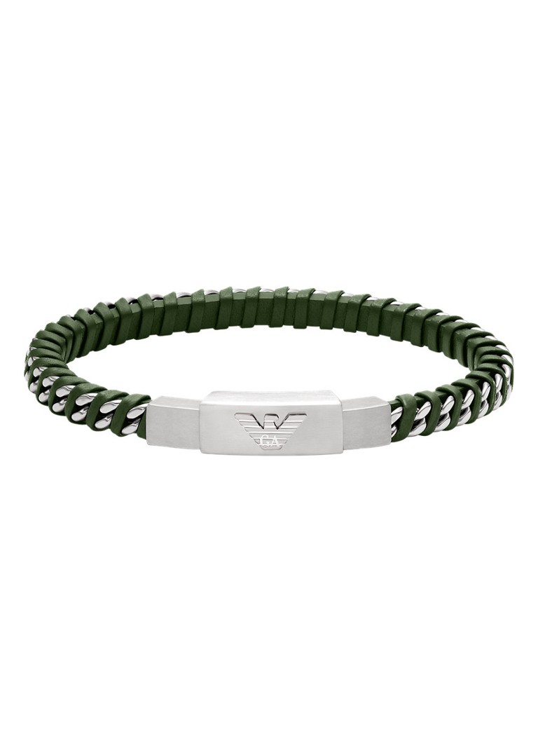 Armani Heren Armband van leer EGS3320040 in de kleur Groen