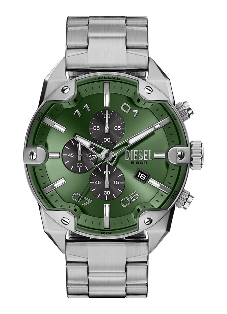 Diesel Heren Spiked horloge DZ4712 in de kleur Zilver