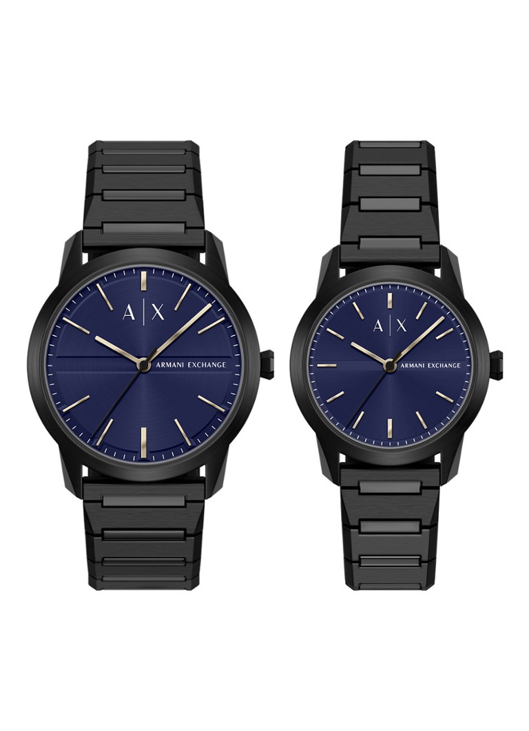 Armani Dames Horloge set van 2 AX7179SET in de kleur Zwart