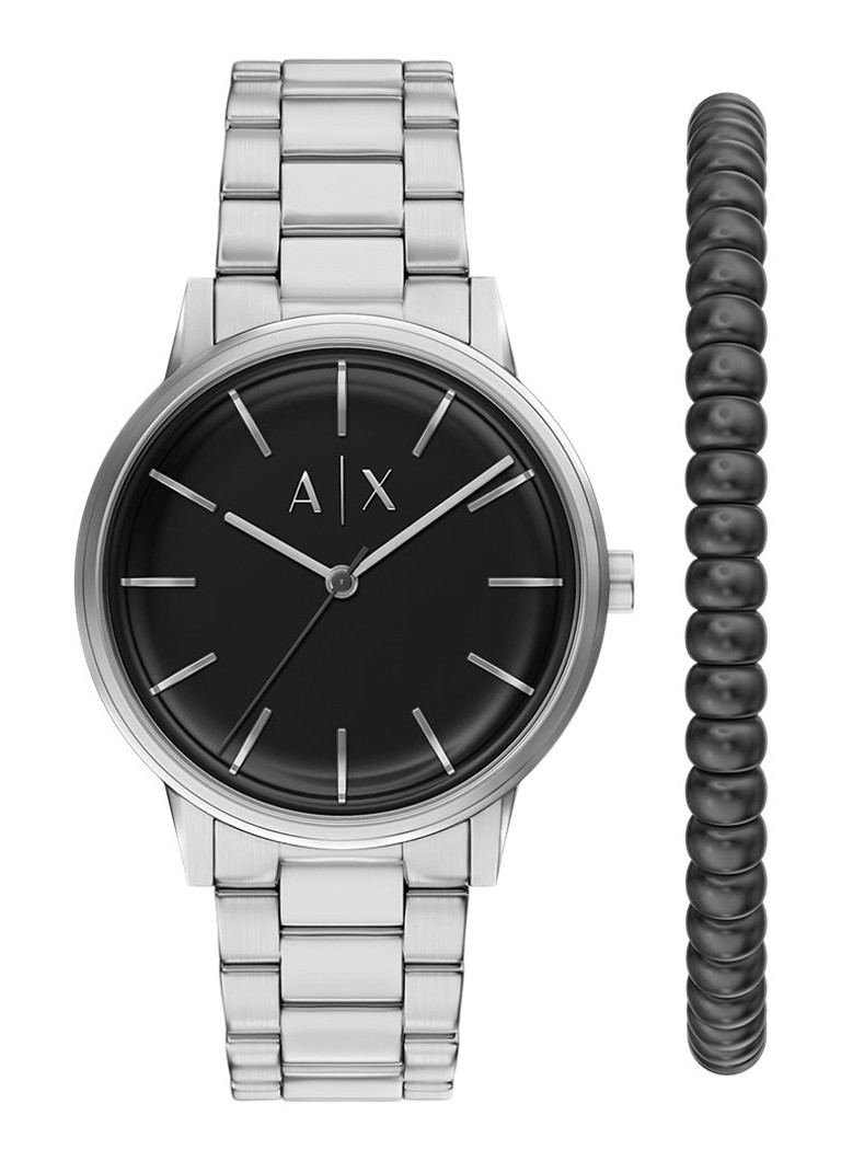 Armani Heren Horloge en armband set van 2 AX7182SET in de kleur Zilver