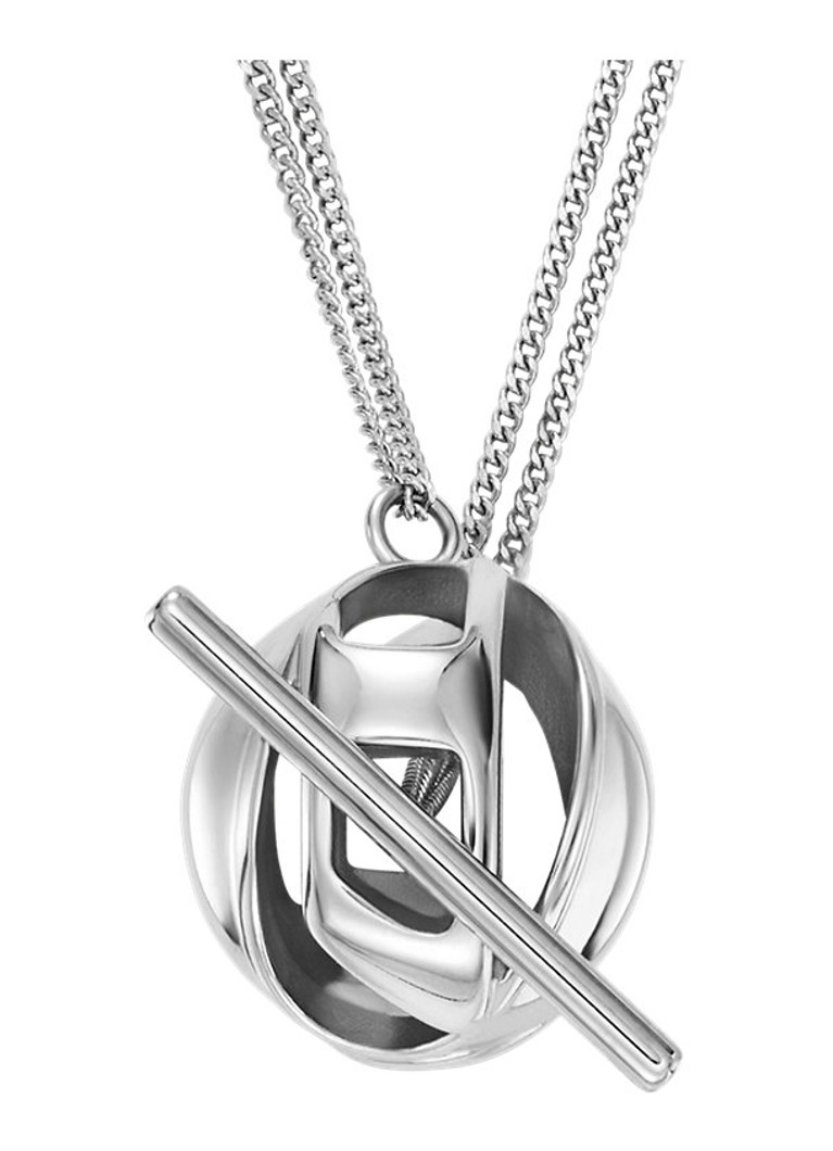 Diesel Dames Oval D ketting DX1716040 in de kleur Zilver