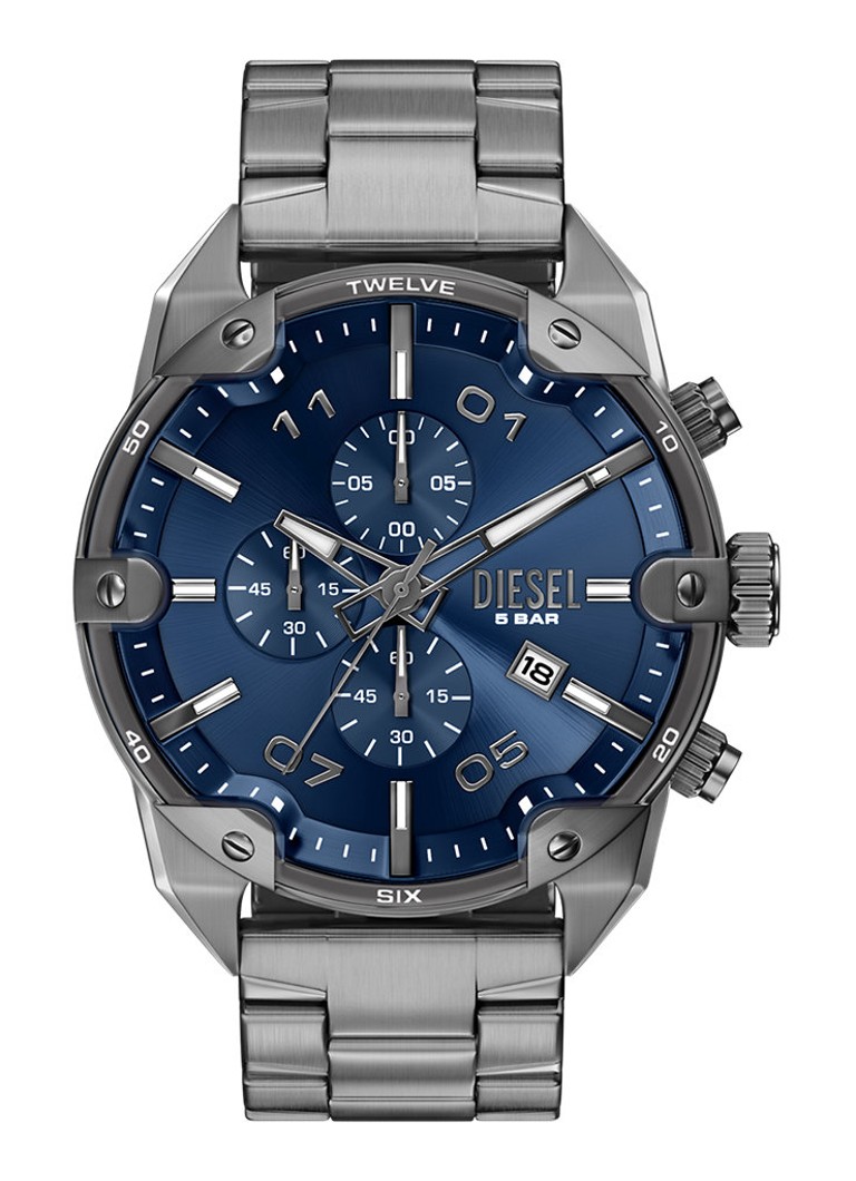 Diesel Heren Spiked horloge DZ4724 in de kleur Donkergrijs