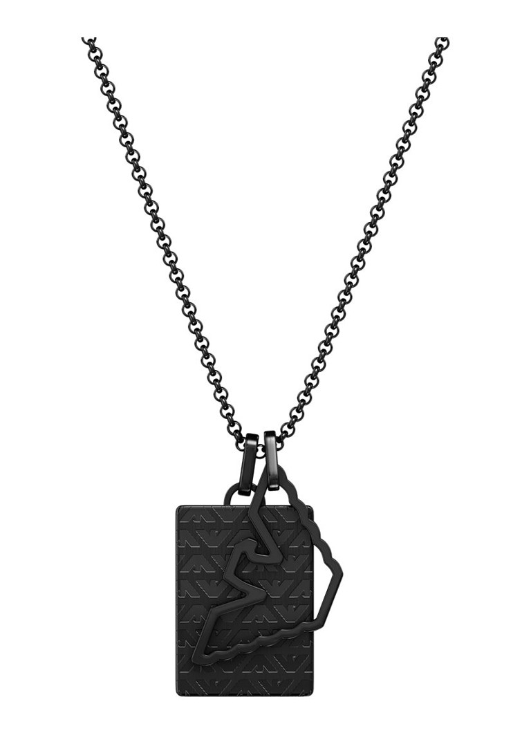 Armani Heren Eagle Logo ketting EGS3384001 in de kleur Zwart