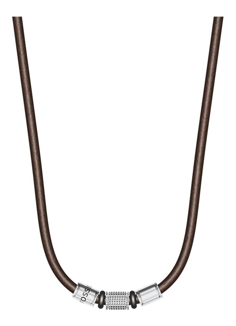 Fossil Heren Machine ketting van leer JF05007998 in de kleur Bruin
