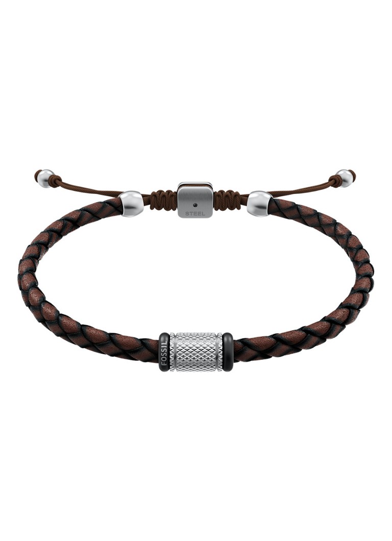 Fossil Heren Machine armband van geweven leer JF05009998 in de kleur Bruin