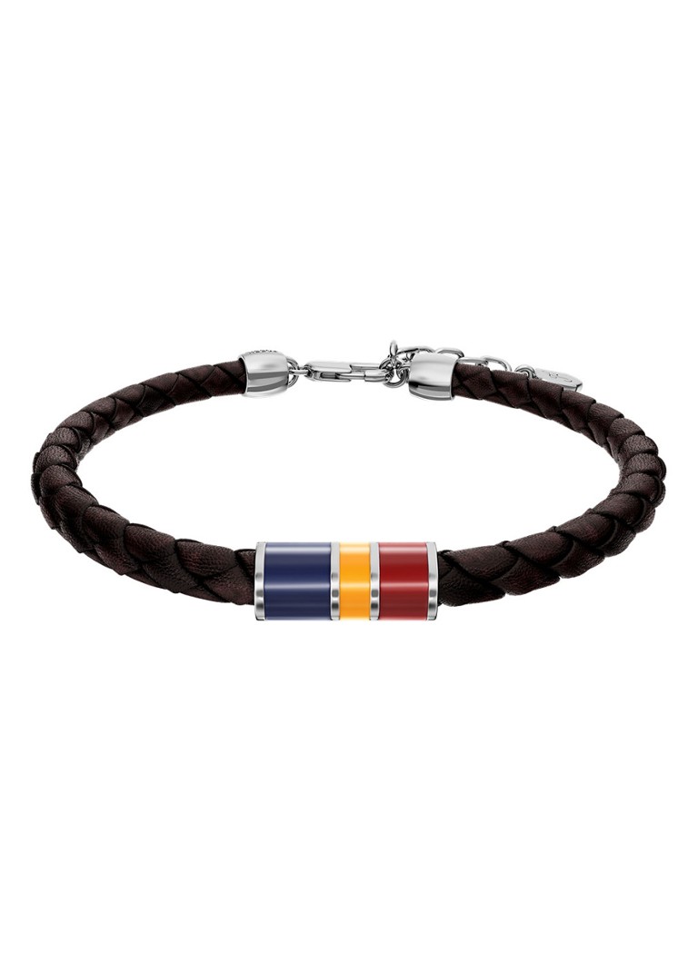 Fossil Heren Everett armband van geweven leer JF05023040 in de kleur Bruin