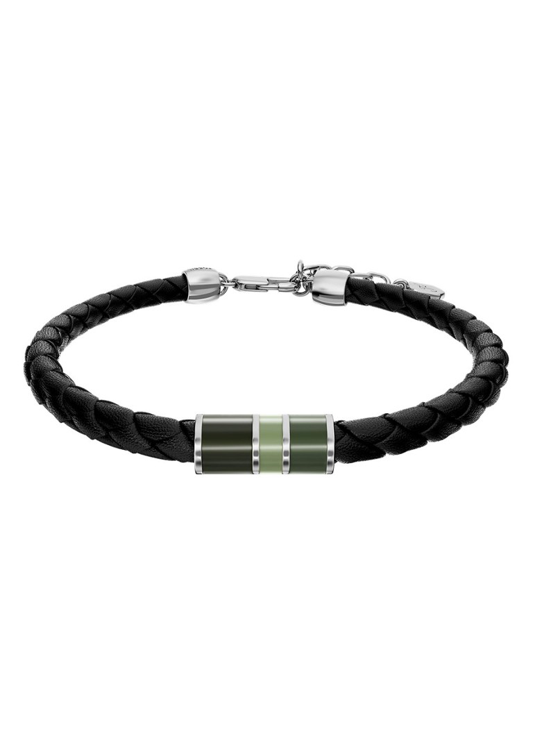 Fossil Heren Everett armband van geweven leer JF05024040 in de kleur Zwart