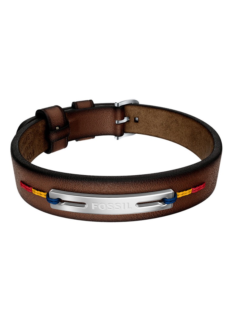 Fossil Heren Everett armband van leer JF05025040 in de kleur Bruin