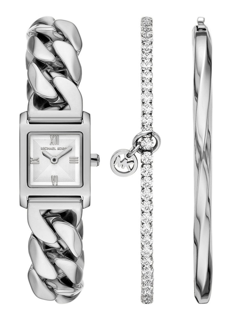 Michael Kors Dames Georgie horloge en armbanden set van 3 MK7657SET in de kleur Zilver