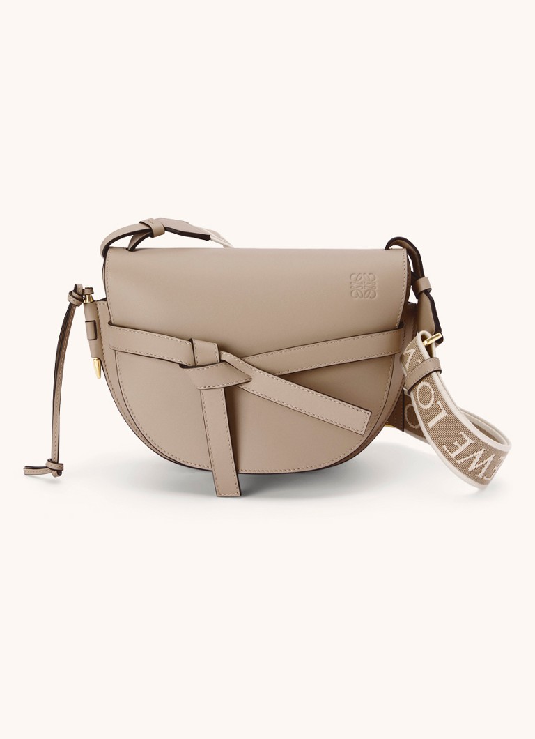 LOEWE Dames Gate Small schoudertas van kalfsleer in de kleur Beige